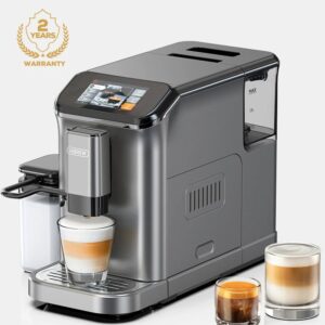 HiBREW Fully Automatic Espresso Machine Cappuccino Milk System 6 Coffee Varieties Intuitive Touch Display With Grinder H16